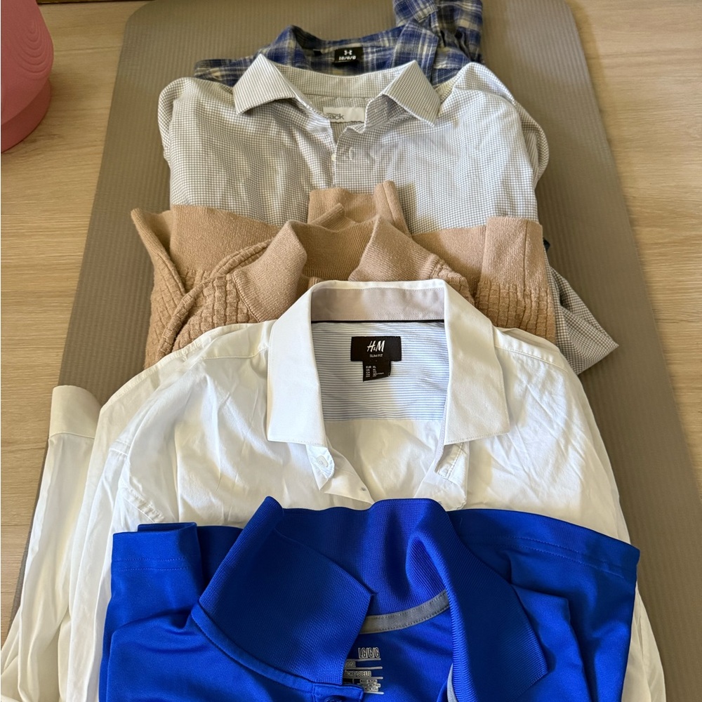 Men's Dress Shirt Bundle- Collared Shirts Size large & XL Misc Brands